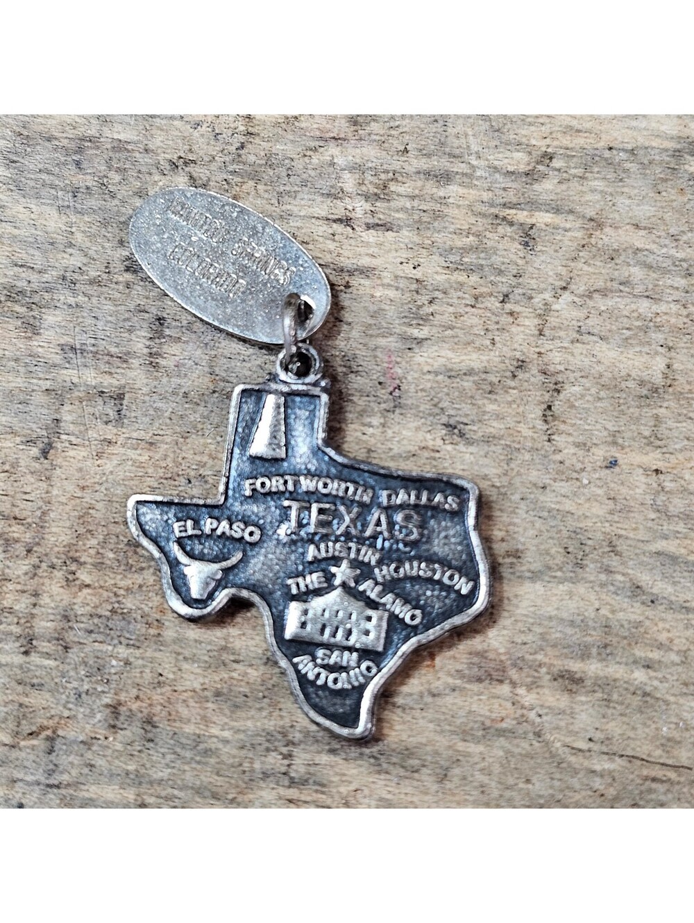 Vintage Sterling Silver Texas State Map Charm Pendant Souvenir Travel C&C